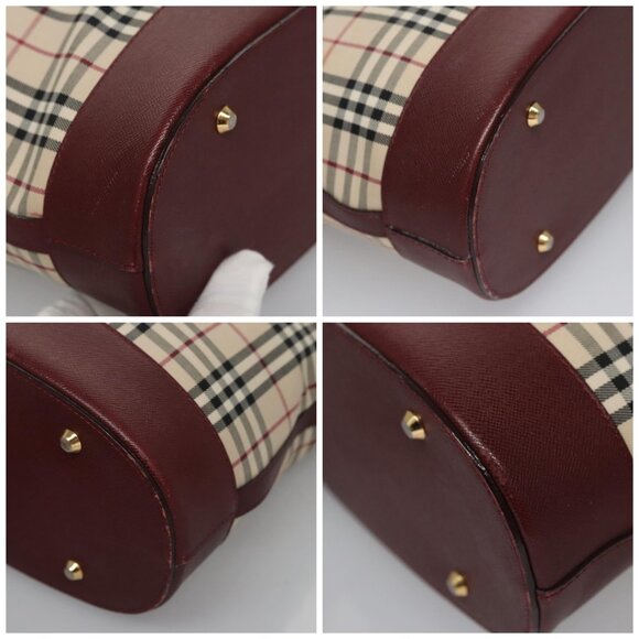BURBERRY Nova Check Tote Bag Canvas Beige Red - Picture 15 of 15